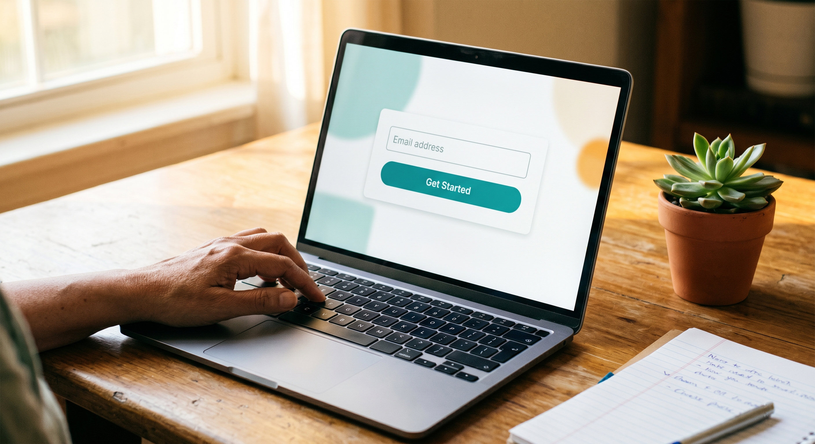 Email signup on a laptop
